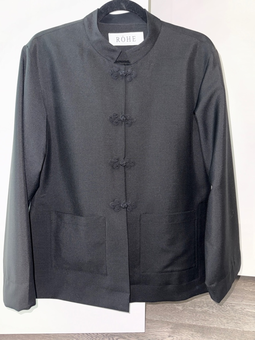 RÖHE Black Mandarin Collar Blazer Jacket